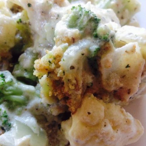 Cheesy Broccoli Cauliflower Casserole