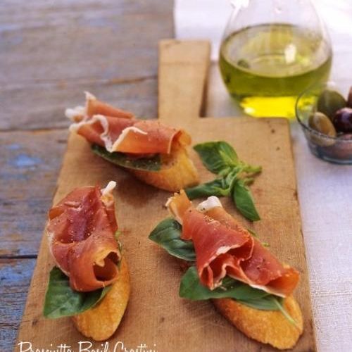 Prosciutto-Basil Crostini